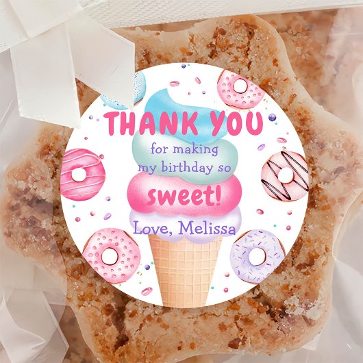 Ice Cream Donut Verjaardag Classic Ronde Sticker