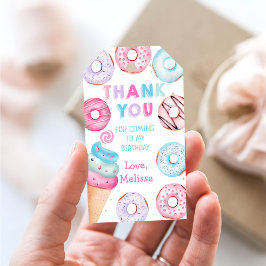 Ice Cream Donut Verjaardag Dank u Cadeau Labels Cadeaulabel