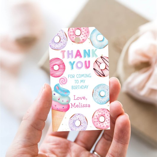 Ice Cream Donut Verjaardag Dank u Cadeau Labels Cadeaulabel