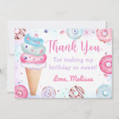 Ice Cream Donut Verjaardag Dank u kaart (Voorkant)