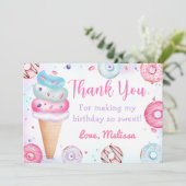 Ice Cream Donut Verjaardag Dank u kaart (Staand voorkant)