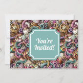 Ice Cream Doodle Afstuderen Invitation Kaart (Achterkant)