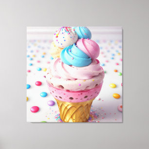 Ice Cream Drie Canvas Afdruk