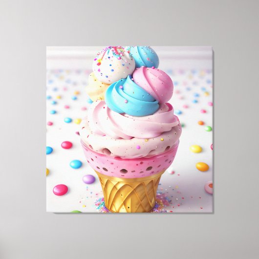 Ice Cream Drie Canvas Afdruk (Voorkant)