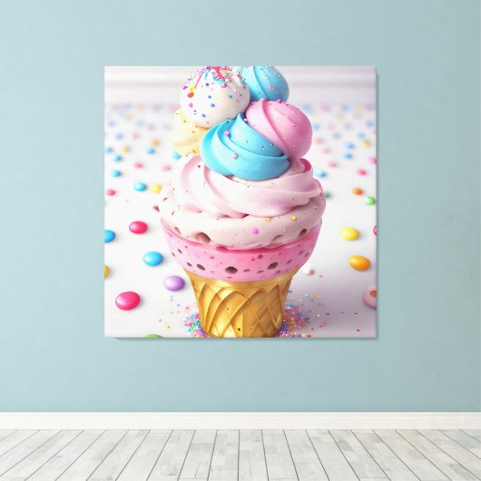 Ice Cream Drie Canvas Afdruk (Insitu (Houten vloer))