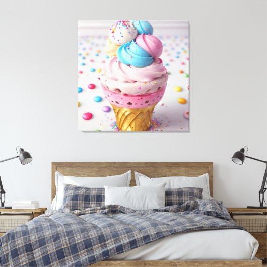 Ice Cream Drie Canvas Afdruk (Insitu (Slaapkamer))