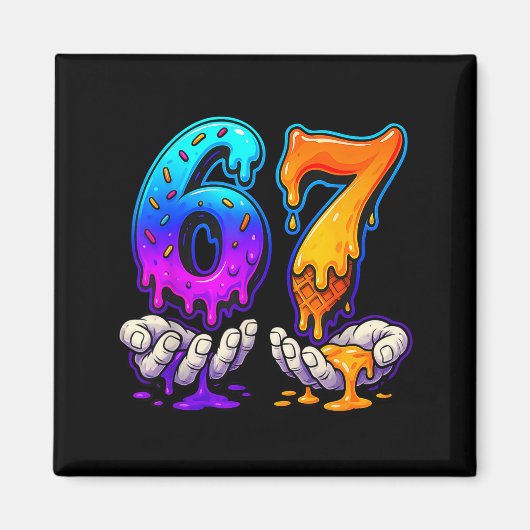 Ice Cream Drip 6 7 Number 67 Six Seven Meme Mens B Magneet (Voorkant)