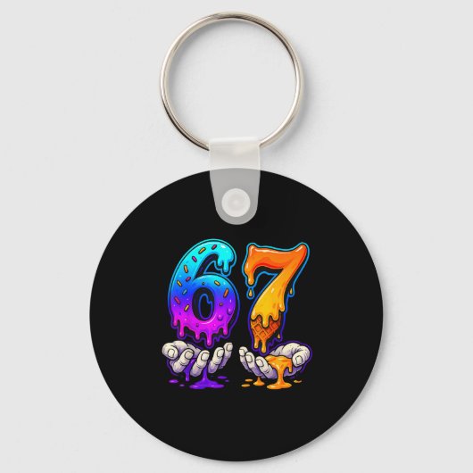 Ice Cream Drip 6 7 Number 67 Six Seven Meme Mens B Sleutelhanger (Voorkant)