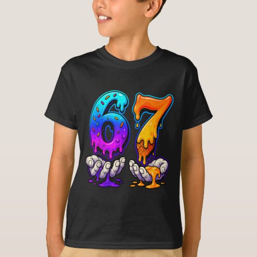 Ice Cream Drip 6 7 Number 67 Six Seven Meme Mens B T-shirt (Voorkant)