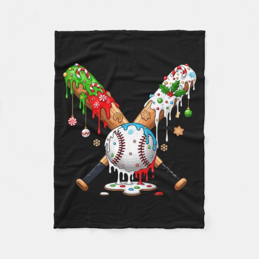 Ice Cream Drip Baseball Christmas Xmas Pajama Kids Fleece Deken (Voorkant)