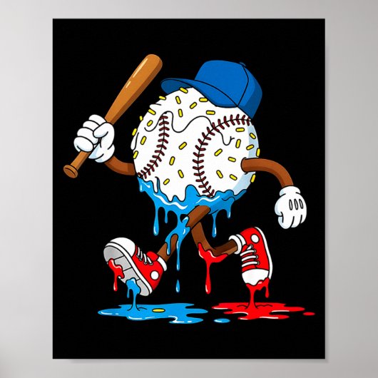 Ice Cream Drip Baseball Sts Baseball Lifestyle Boy Poster (Voorkant)