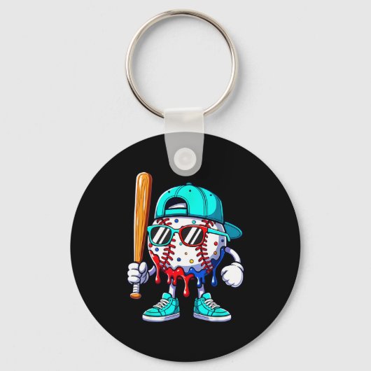 Ice Cream Drip Baseball Sts Baseball Lifestyle Boy Sleutelhanger (Voorkant)