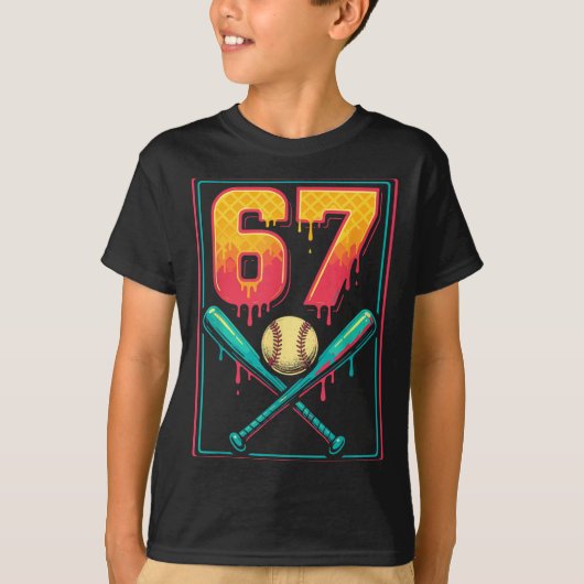 Ice Cream Drip Baseball Stuff 67 Meme Gen Alpha &a T-shirt (Voorkant)