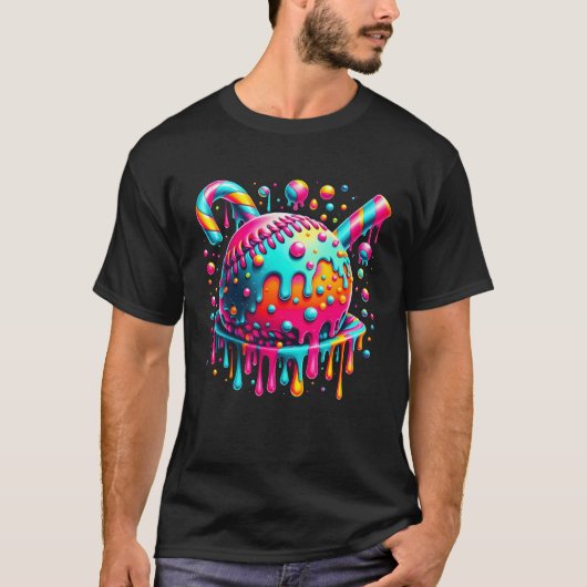Ice Cream Drip Baseball Stuff Baseball Ball Drippi T-shirt (Voorkant)