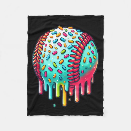 Ice Cream Drip Baseball Stuff Baseball Drip voor B Fleece Deken (Voorkant)