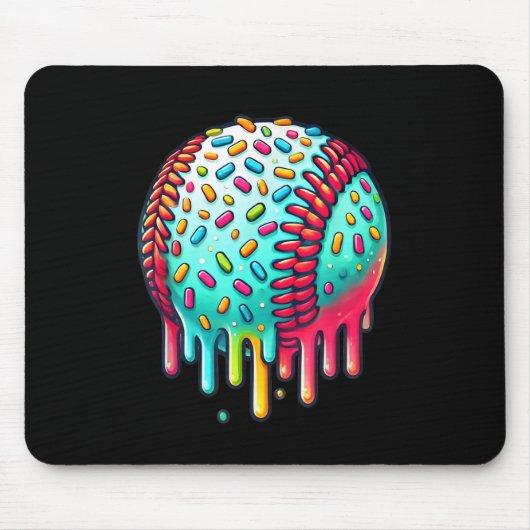 Ice Cream Drip Baseball Stuff Baseball Drip voor B Muismat (Voorkant)