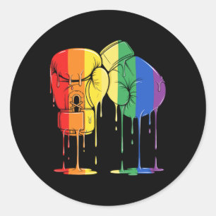Ice Cream Drip Boxing Rainbow Lesbian Gay Pride Wo Ronde Sticker