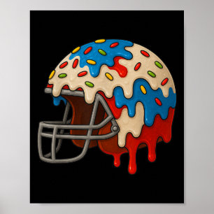 Ice Cream Drip Football Helm 4th of July Jongens K Poster