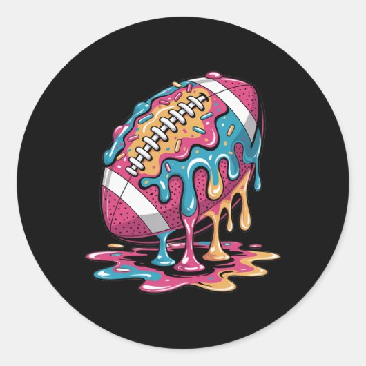 Ice Cream Drip Football Stuff Qb Rb Lineman Wr Dri Ronde Sticker (Voorkant)
