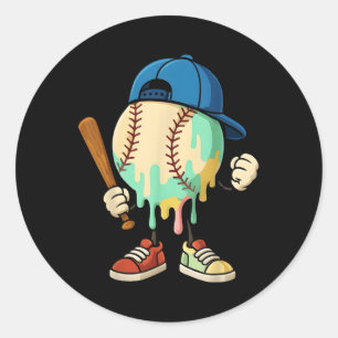 Ice Cream Drip Honkbal Sport Baseball Drip voor B Ronde Sticker