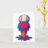 Ice Cream Drip Honkbal Sport Distressed Glitch For Kaart (Gele Bloem)