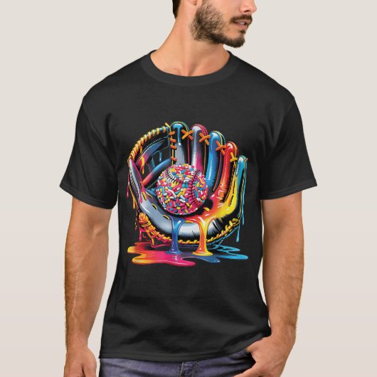 Ice Cream Drip Honkbal Stuff Honkbal Drip voor T-shirt (Voorkant)