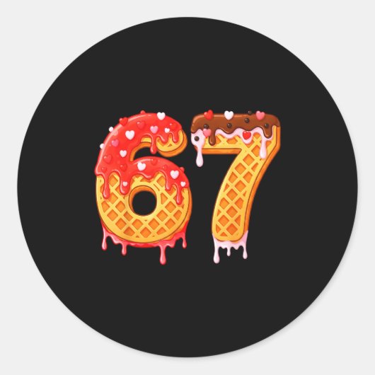 Ice Cream Drip Six Seven 67 Valentines Day For Men Ronde Sticker (Voorkant)