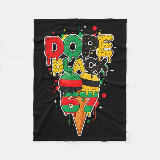 Ice Cream Drip Six Seven Meme 6 7 Black History Mo Fleece Deken (Voorkant)