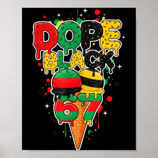 Ice Cream Drip Six Seven Meme 6 7 Black History Mo Poster (Voorkant)