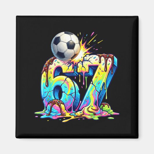Ice Cream Drip Soccer 67 Six Seven Funny Gen Alpha Magneet (Voorkant)