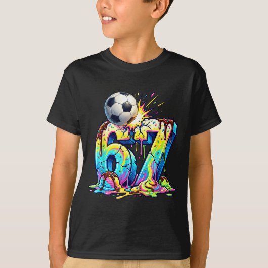 Ice Cream Drip Soccer 67 Six Seven Funny Gen Alpha T-shirt (Voorkant)