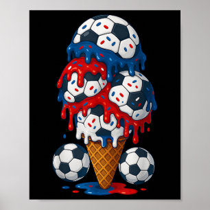 Ice Cream Drip Soccer Stuff 4th of July Jongens Ki Poster