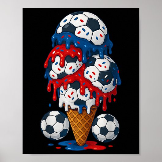 Ice Cream Drip Soccer Stuff 4th of July Jongens Ki Poster (Voorkant)