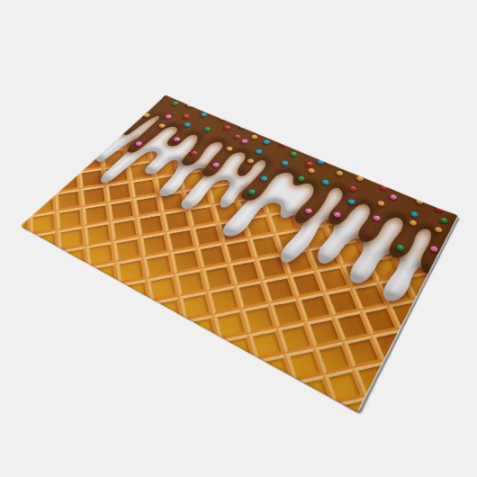 Ice Cream Drip Waffle Cone Chocolate and Vanilla Deurmat (Schuin)