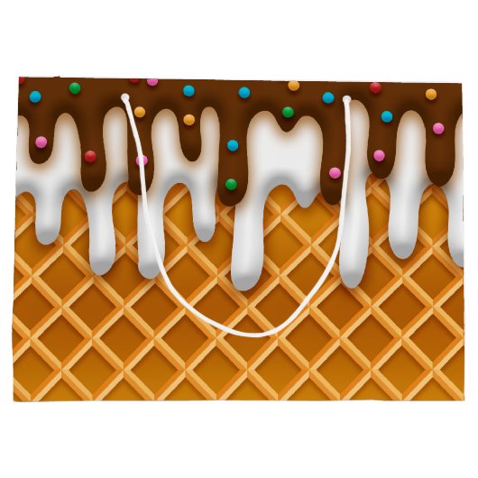 Ice Cream Drip Waffle Cone Chocolate and Vanilla Groot Cadeauzakje (Achterkant)