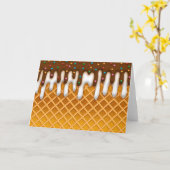 Ice Cream Drip Waffle Cone Chocolate and Vanilla Kaart (Gele Bloem)