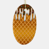 Ice Cream Drip Waffle Cone Chocolate and Vanilla Keramisch Ornament (Rechts)