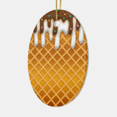 Ice Cream Drip Waffle Cone Chocolate and Vanilla Keramisch Ornament (Links)