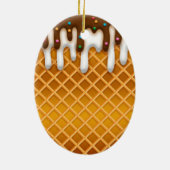 Ice Cream Drip Waffle Cone Chocolate and Vanilla Keramisch Ornament (Achterkant)