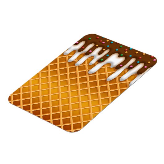 Ice Cream Drip Waffle Cone Chocolate and Vanilla Magneet (Linkerzijde)