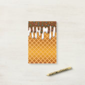 Ice Cream Drip Waffle Cone Chocolate and Vanilla Post-it® Notes (Op bureau)