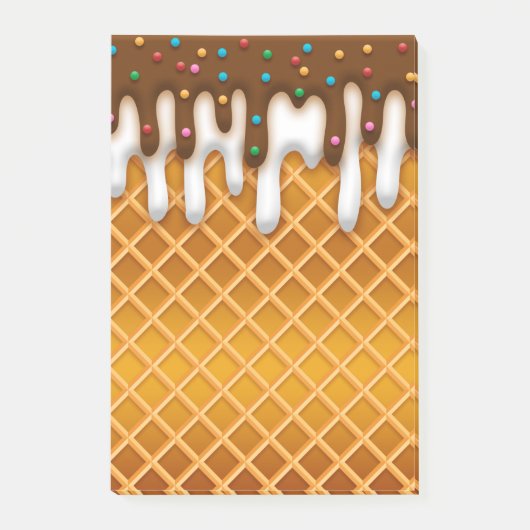 Ice Cream Drip Waffle Cone Chocolate and Vanilla Post-it® Notes (Voorkant)