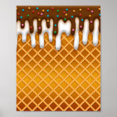 Ice Cream Drip Waffle Cone Chocolate and Vanilla Poster (Voorkant)