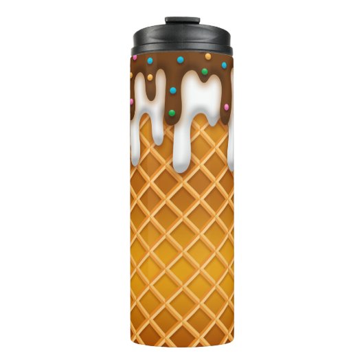 Ice Cream Drip Waffle Cone Chocolate and Vanilla Thermosbeker (Voorkant)