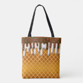 Ice Cream Drip Waffle Cone Chocolate and Vanilla Tote Bag (Achterkant)