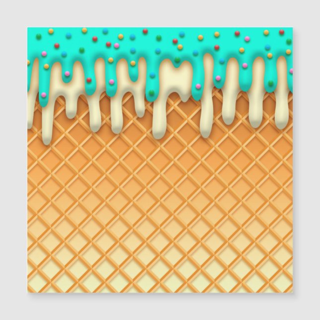 Ice Cream Drip Waffle Cone Mint with Sprinkles (Voorkant)