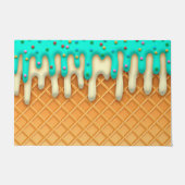 Ice Cream Drip Waffle Cone Mint with Sprinkles Deurmat (Voorkant)