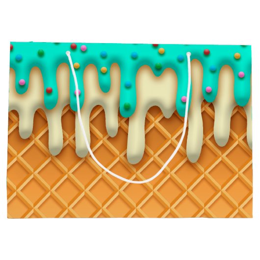 Ice Cream Drip Waffle Cone Mint with Sprinkles Groot Cadeauzakje (Achterkant)