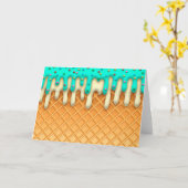 Ice Cream Drip Waffle Cone Mint with Sprinkles Kaart (Gele Bloem)