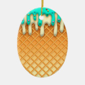 Ice Cream Drip Waffle Cone Mint with Sprinkles Keramisch Ornament (Voorkant)